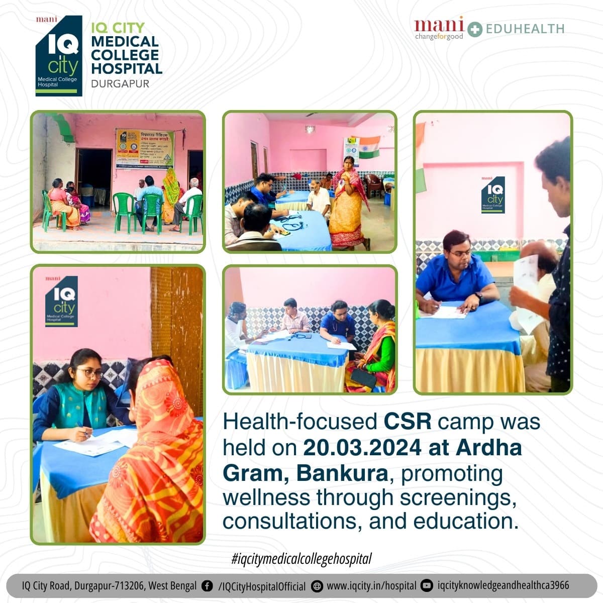 Health-focused CSR camp was held on 20.03.2024 at Ardha Gram, Bankura, promoting wellness through screenings, consultations, and education.